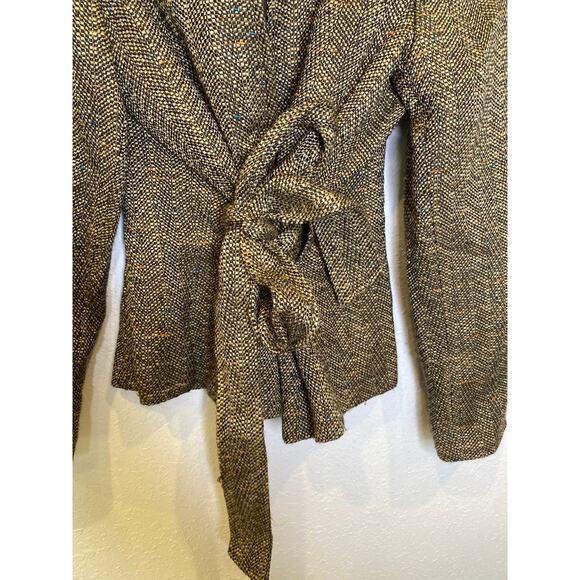 Oscar by Oscar De La Renta Blazer w/ Belt EUC Sz 10 Tweed Multicolored Brown Tan - Picture 2 of 13